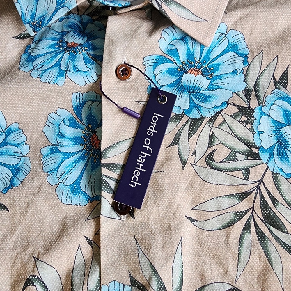 Lords Of Harlech George Button Down Random Floral XL 100% Cotton New - Picture 2 of 9
